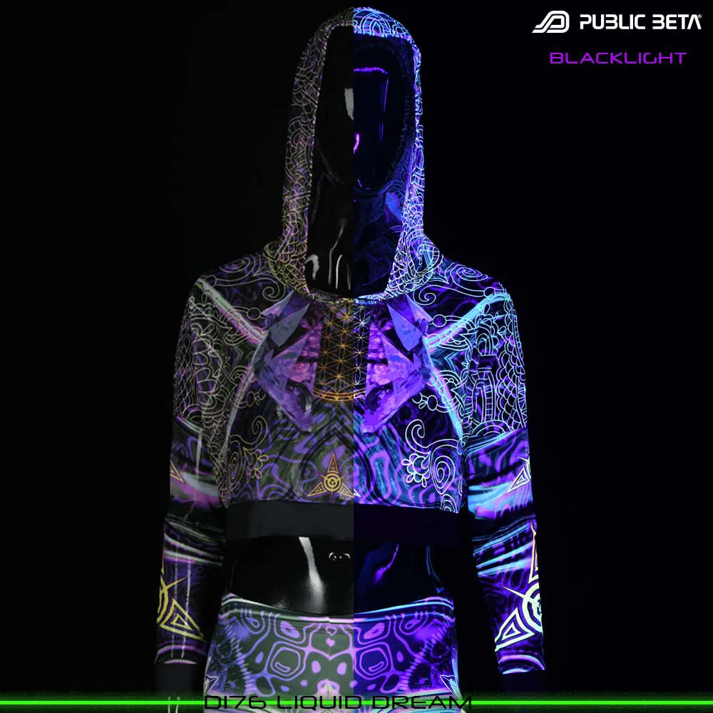 Liquid Dream D176  /Glow in Blacklight Hooded Mesh Top