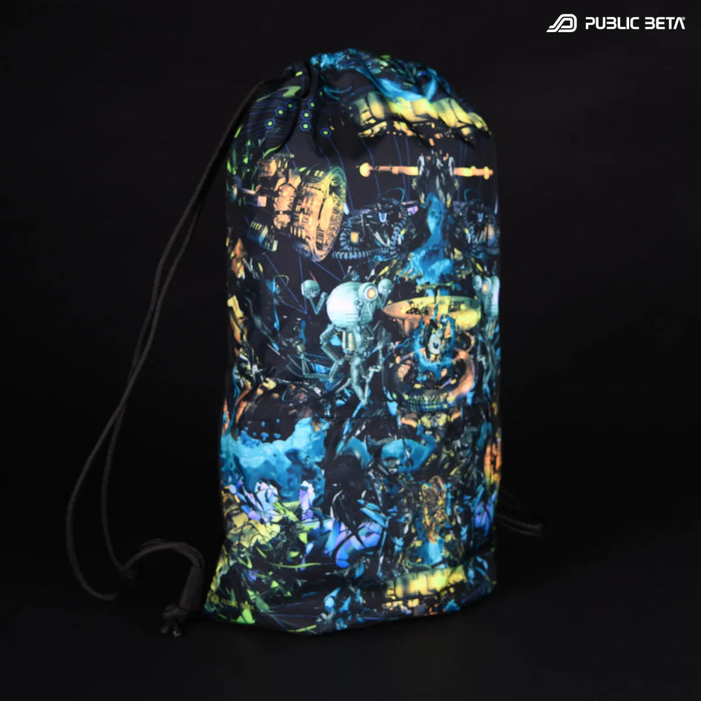 D184 Perception Drawstring bag with UV-reactive psychedelic art graphics