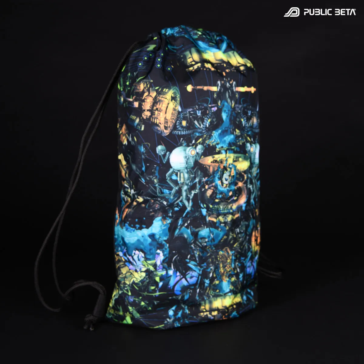 D184 Perception Drawstring bag with UV-reactive psychedelic art graphics