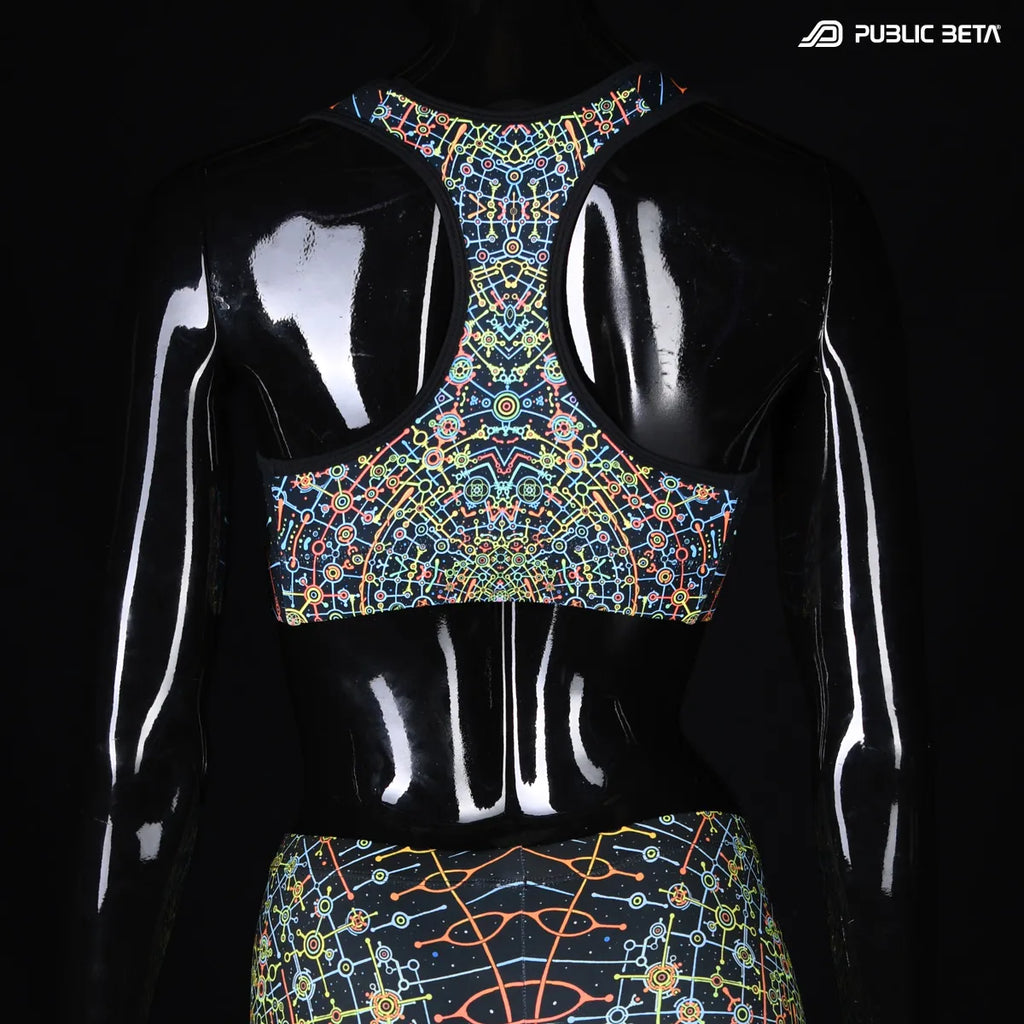 Active top with UV reactive art print 