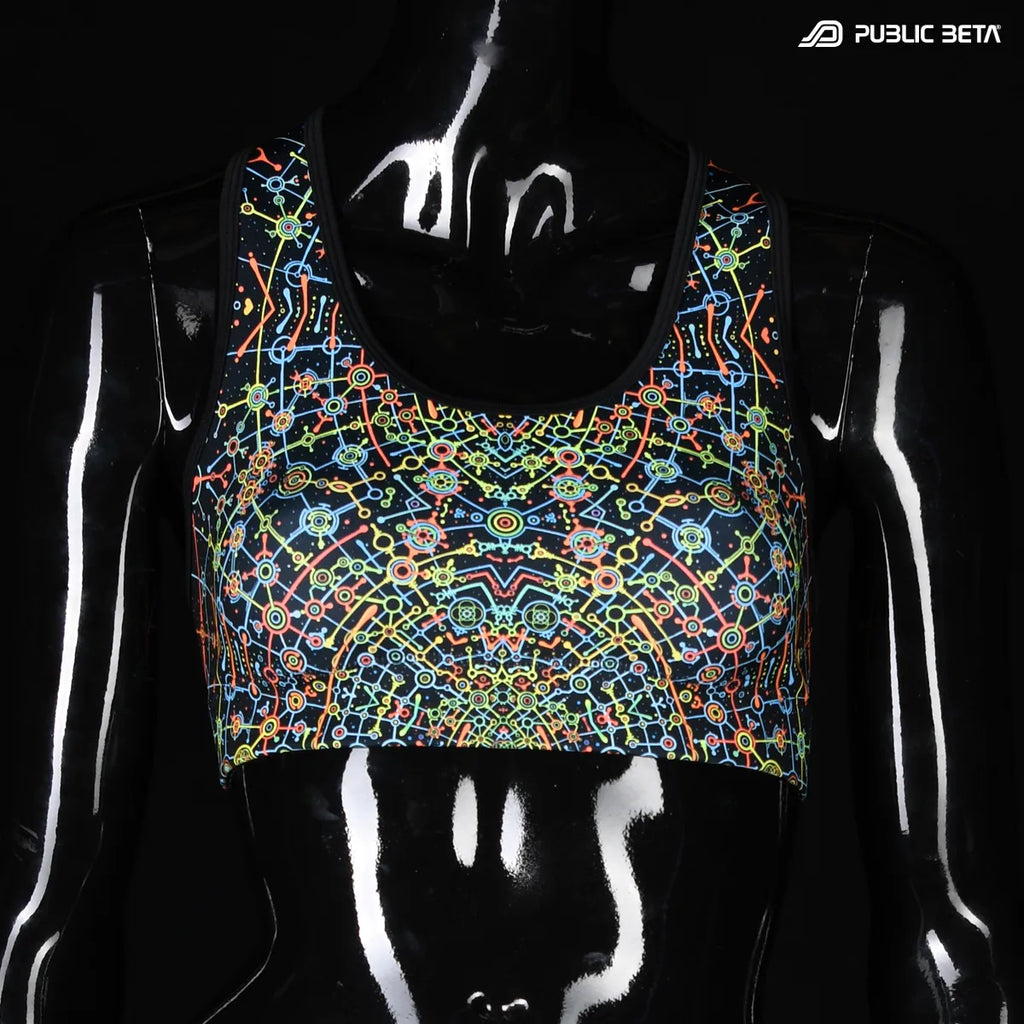 Active top with UV reactive art print 