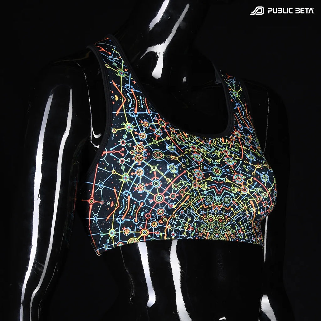 Active top with UV reactive art print 