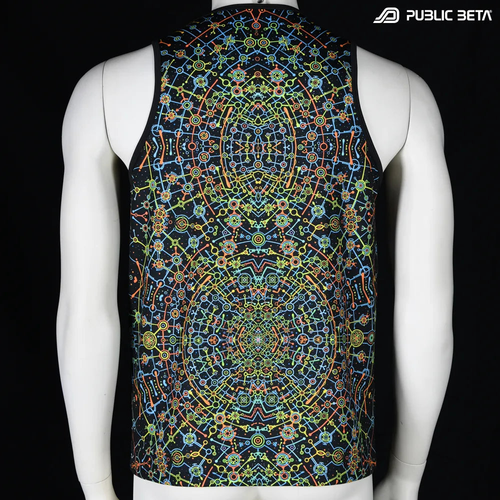 DMT by Chaos Conzept D187 UV Sleeveless Shirt/ Glow in Blacklight Psytrance Wear