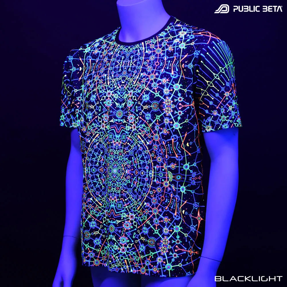 DMT Glow in Blacklight T-Shirt by Public Beta Wear collaboration with Caos Conzept