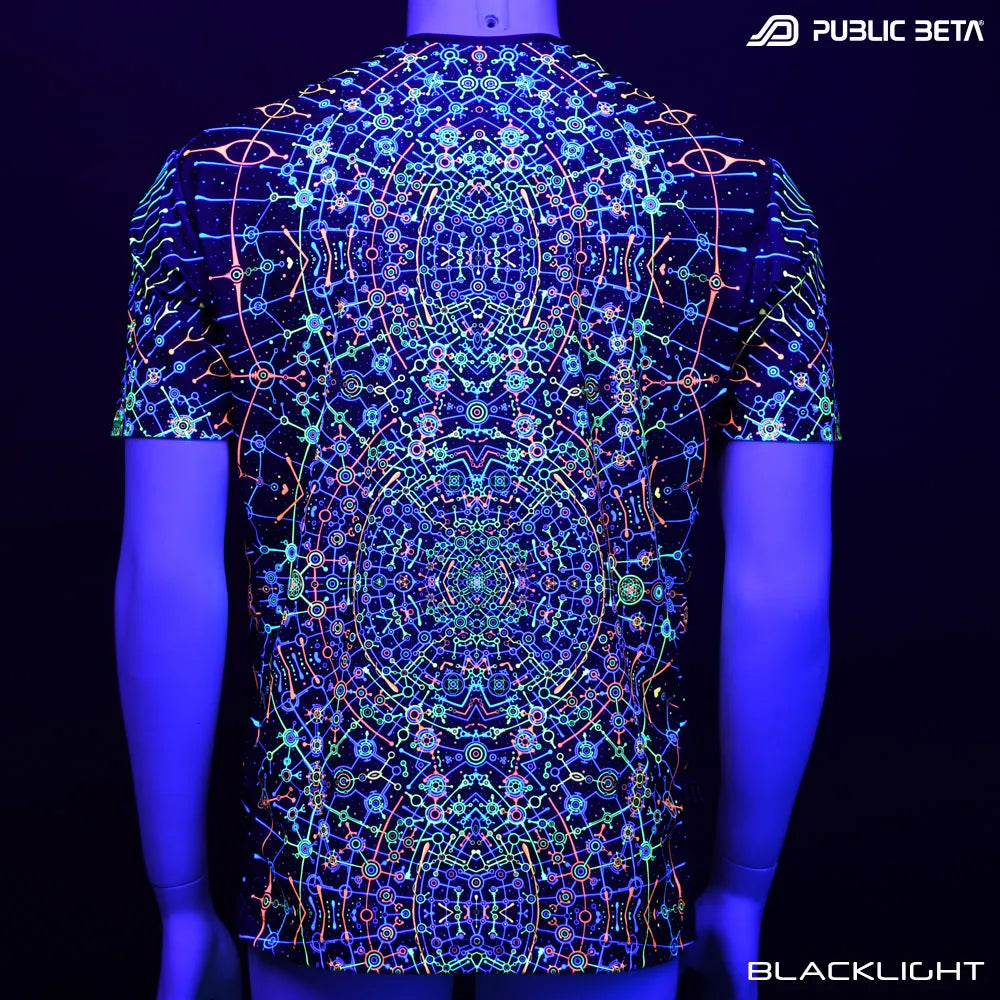 DMT Glow in Blacklight T-Shirt by Public Beta Wear collaboration with Caos Conzept