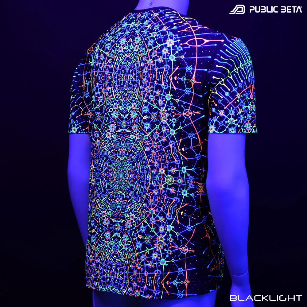 DMT Glow in Blacklight T-Shirt by Public Beta Wear collaboration with Caos Conzept