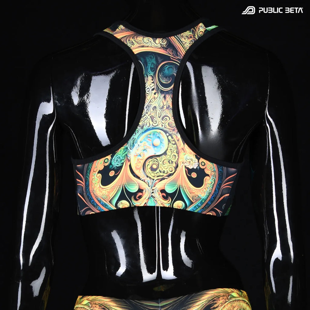 Active top with UV reactive art print 