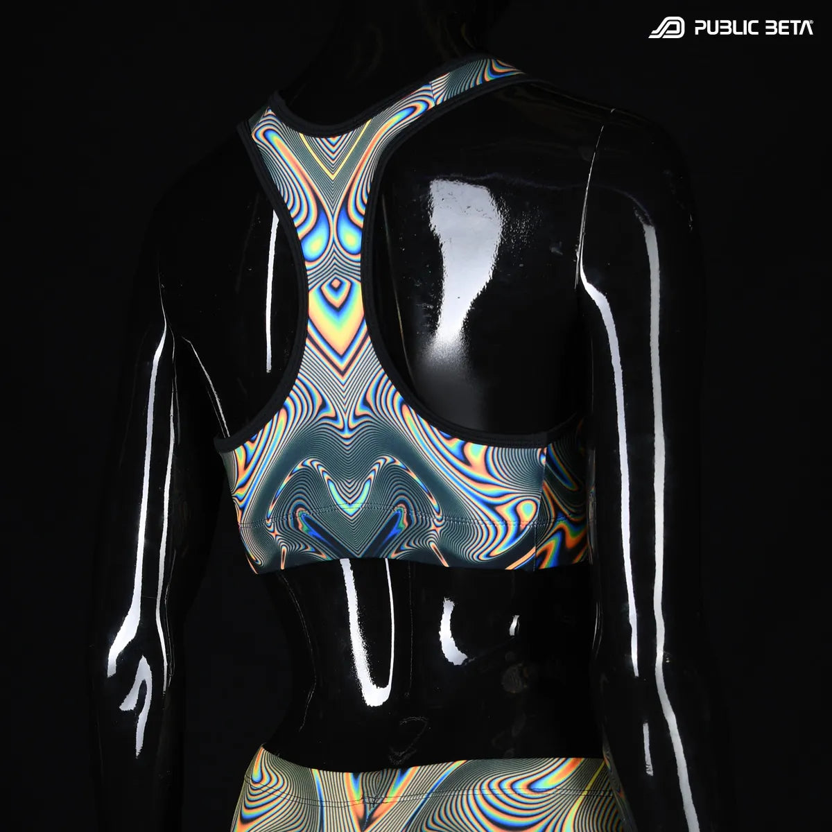 Active top with UV reactive art print 
