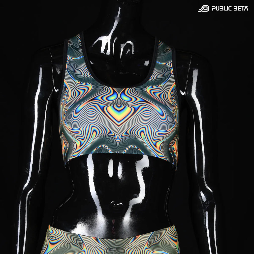 Active top with UV reactive art print 