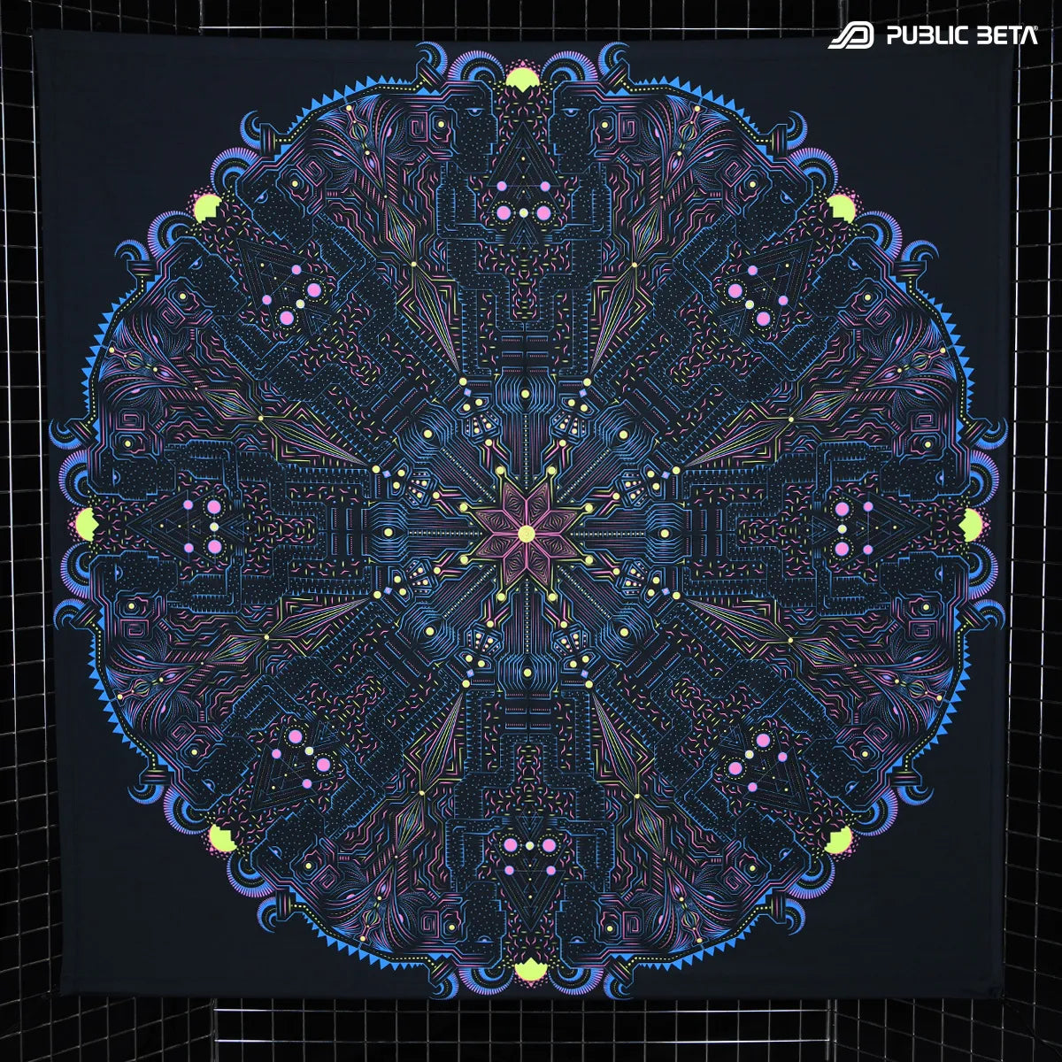 Wallhanging with UV reactive psychedelic art print 