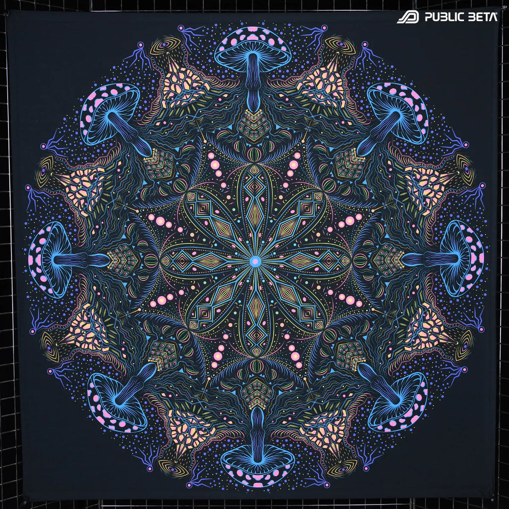 Wallhanging with UV reactive psychedelic art print