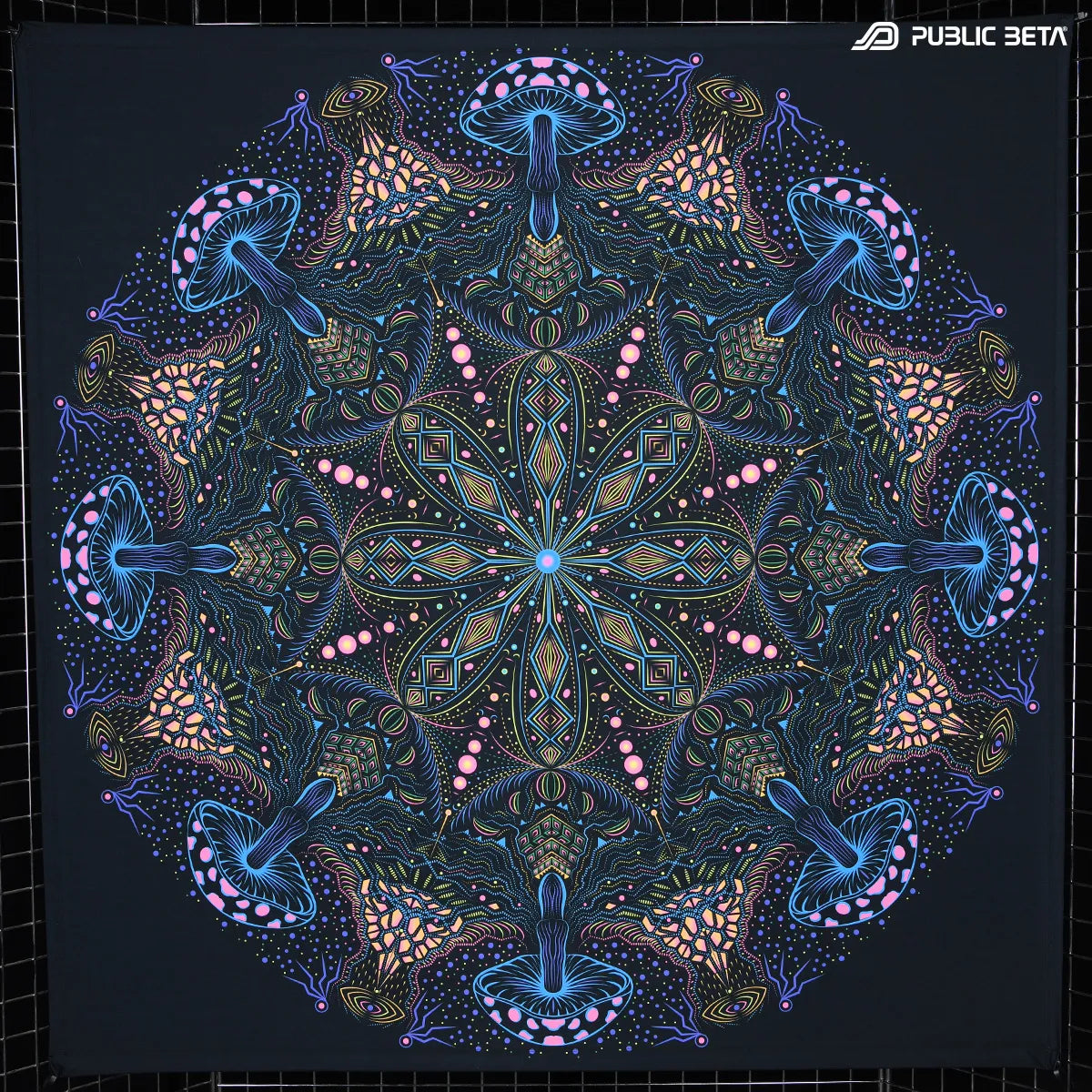 Wallhanging with UV reactive psychedelic art print