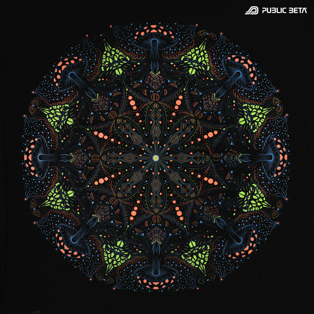 Wallhangings with UV-reactive psychedelic art print