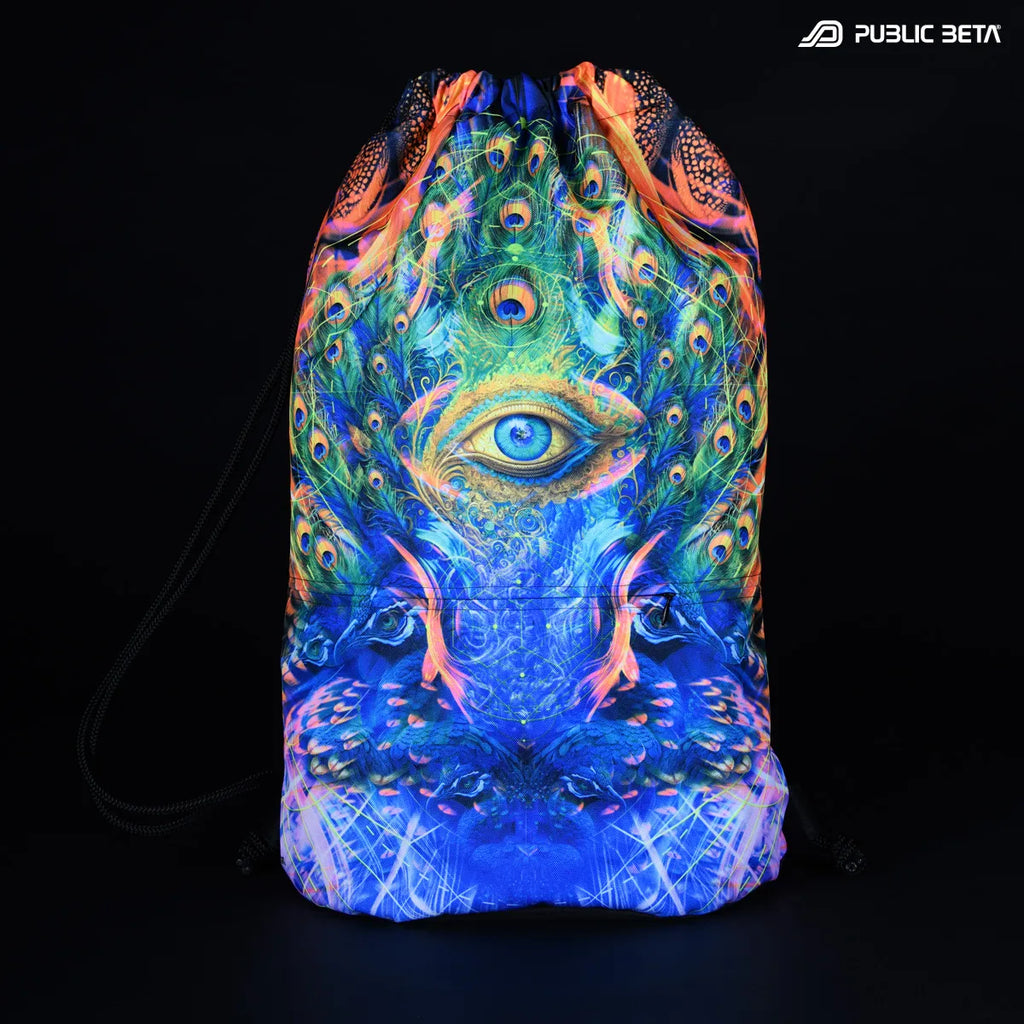 D202 Being Drawstring bag with UV-reactive psychedelic art graphics