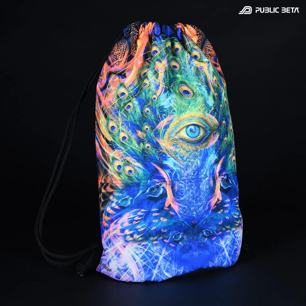 D202 Being Drawstring bag with UV-reactive psychedelic art graphics 