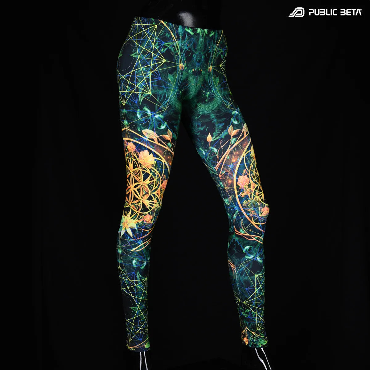 Leggings with uv reactive art print  