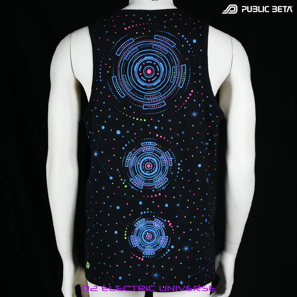 Electric Universe Sleeveless Shirt with UV-reactive graphics