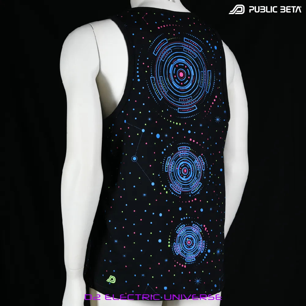 Electric Universe Sleeveless Shirt with UV-reactive graphics