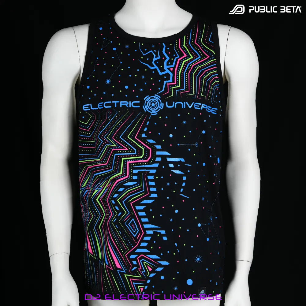 Electric Universe Sleeveless Shirt with UV-reactive graphics 