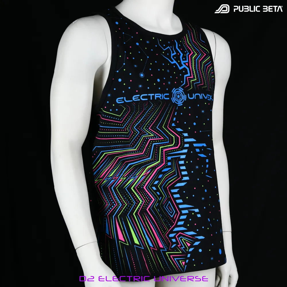Electric Universe Sleeveless Shirt with UV-reactive graphics