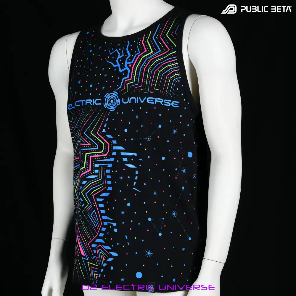 Electric Universe Sleeveless Shirt with UV-reactive graphics
