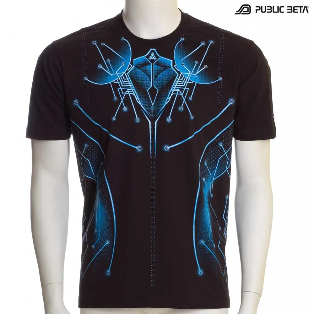 T-shirt with UV-reactive futuristic print 