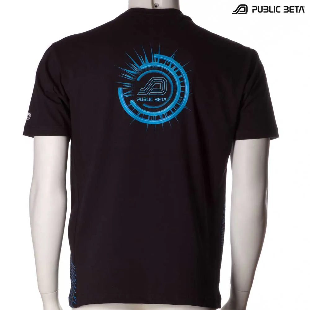 T-shirt with geometric UV-reactive graphics
