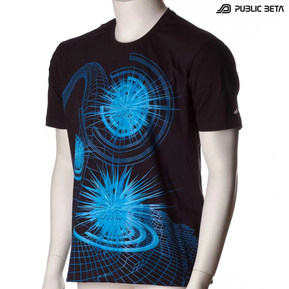 T-shirt with geometric UV-reactive graphics 