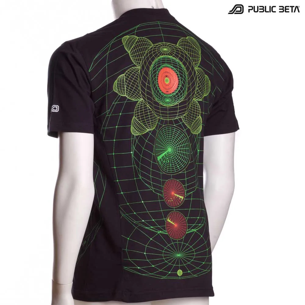 T-shirt with UV-reactive futuristic print 