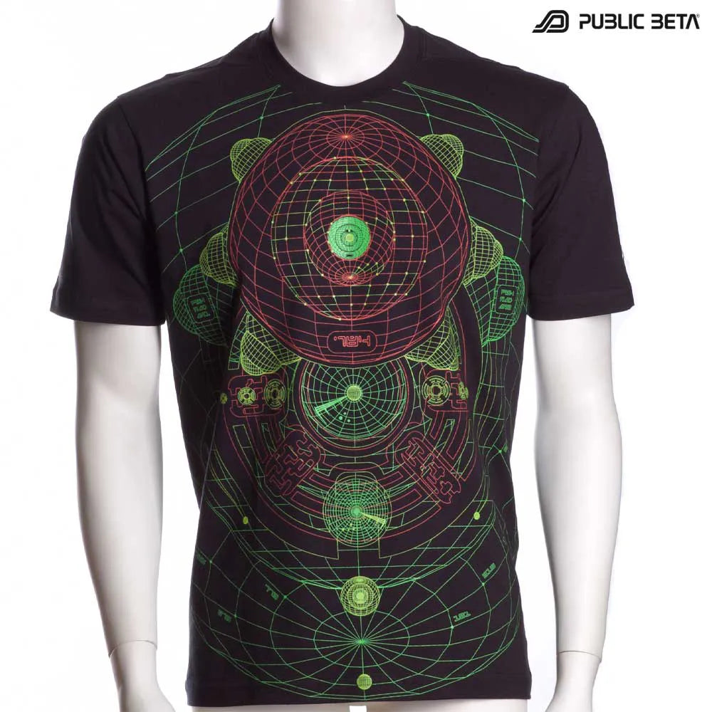 T-shirt with UV-reactive futuristic print 