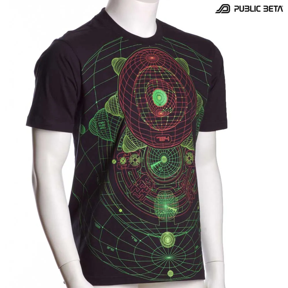 T-shirt with UV-reactive futuristic print 