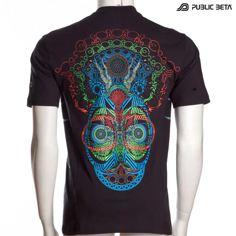 t-shirt with UV-reactive psychedelic art print