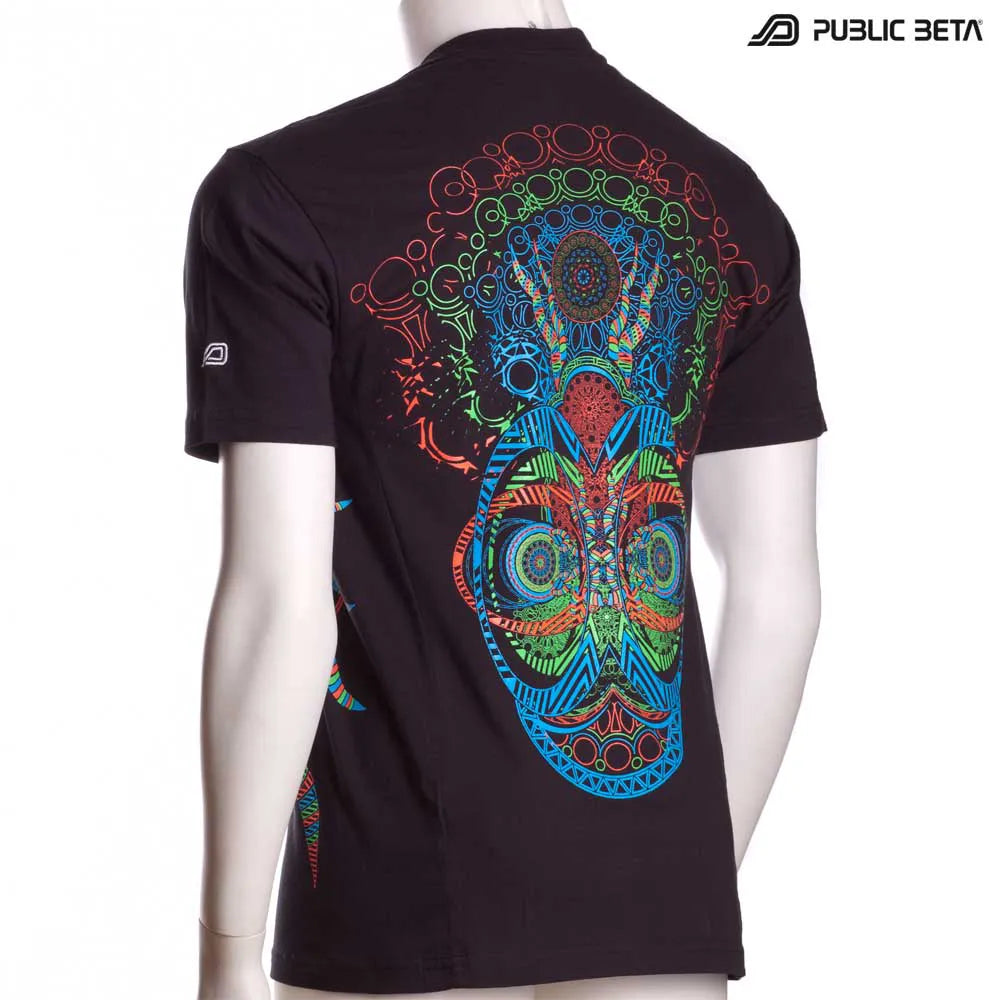 t-shirt with UV-reactive psychedelic art print