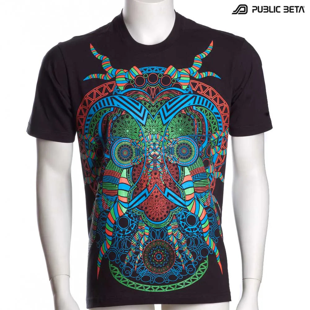 t-shirt with UV-reactive psychedelic art print