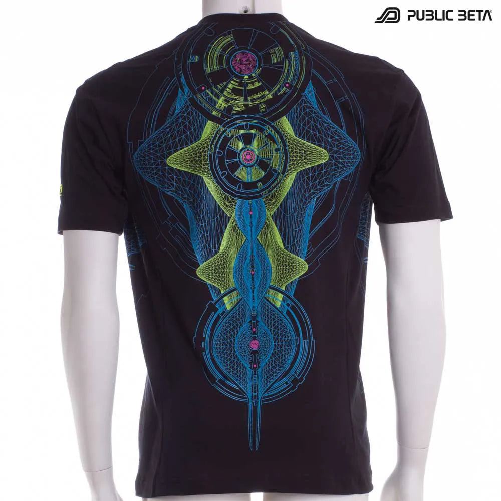 t-shirt with UV-reactive psychedelic art print 
