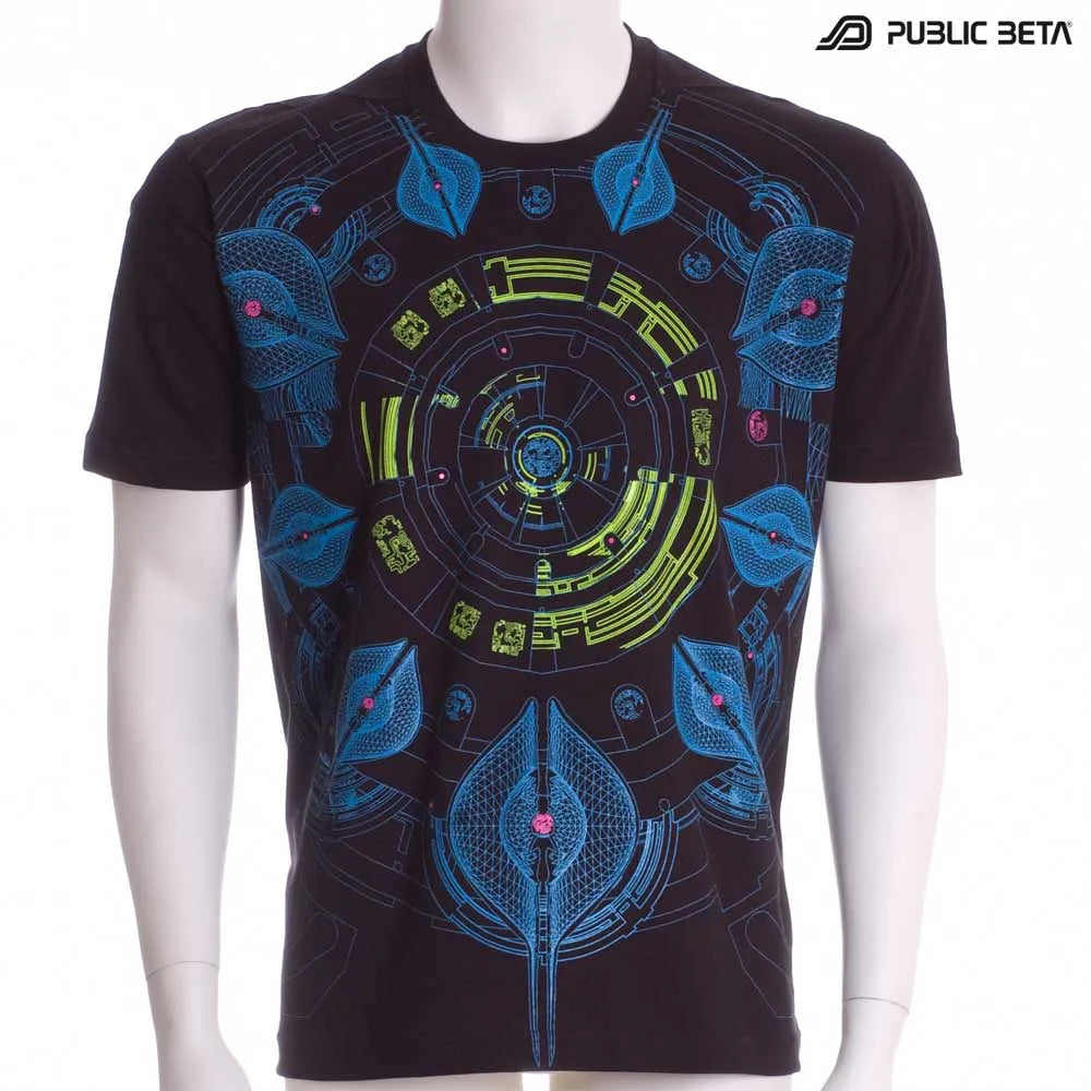t-shirt with UV-reactive psychedelic art print 