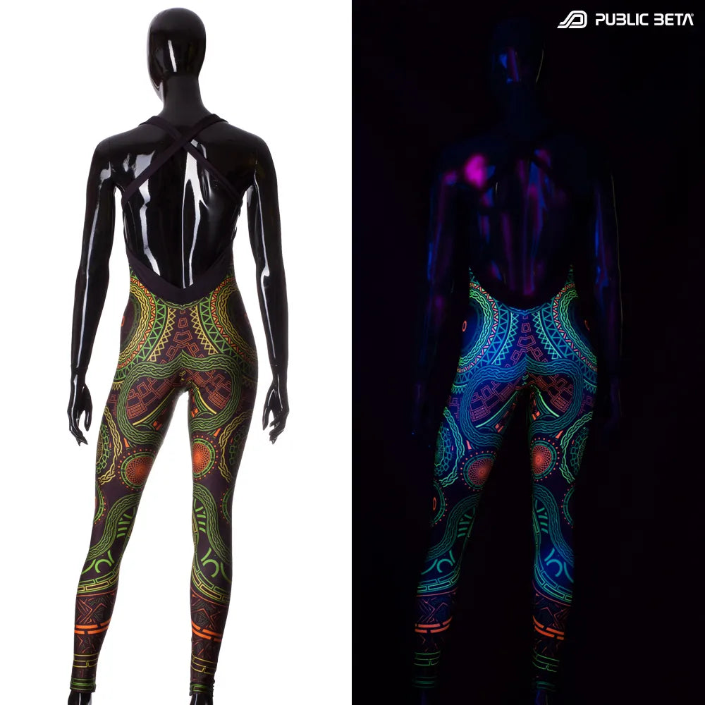 Jumpsuit with UV-reactive graphics 