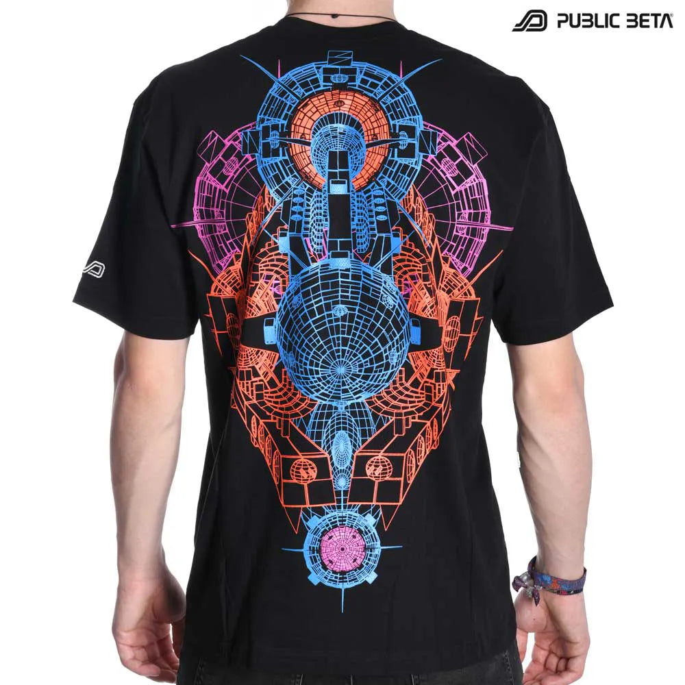 T-shirt with UV-reactive futuristic print 