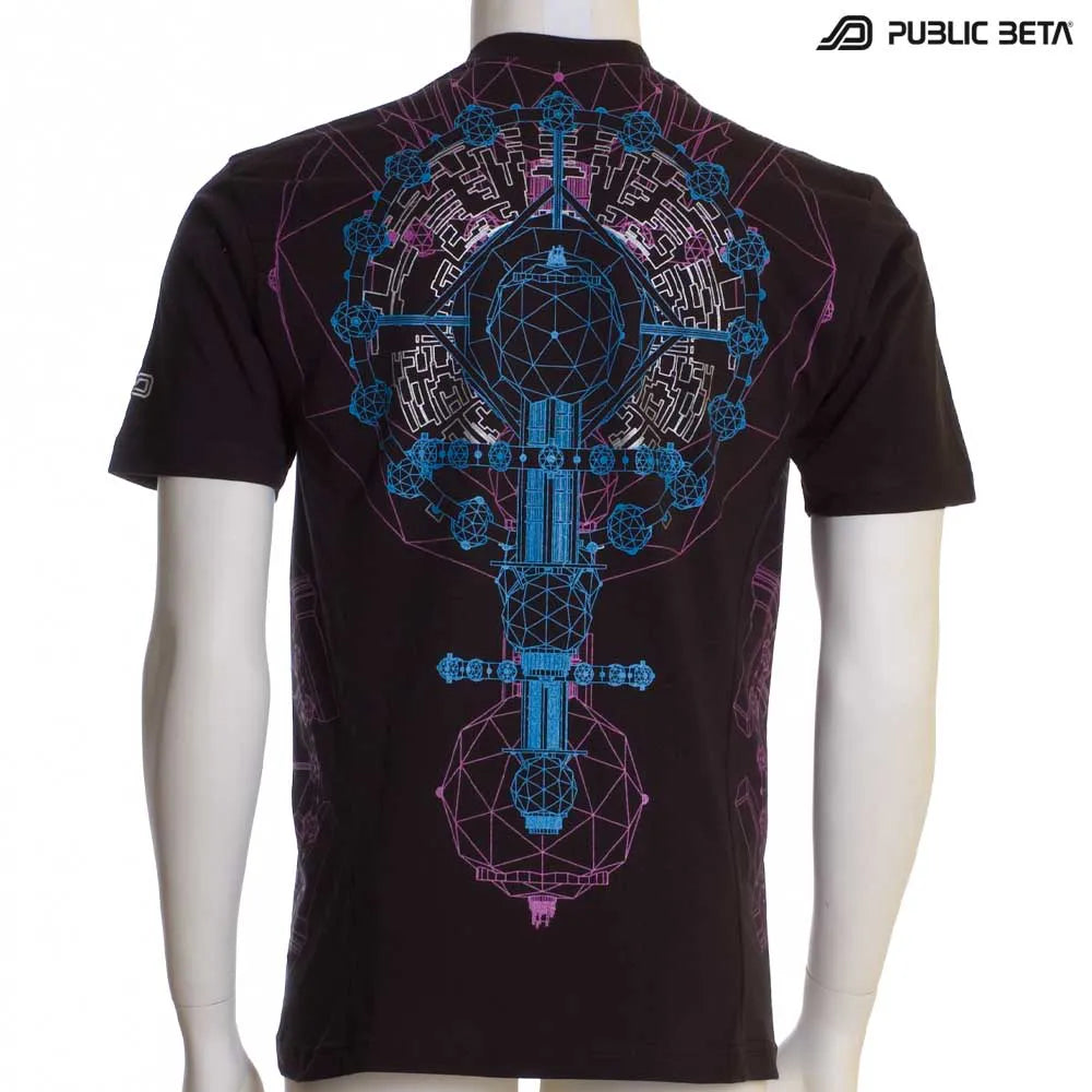 T-shirt with UV-reactive futuristic print 