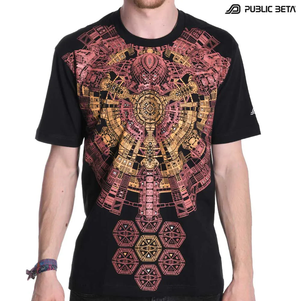 T-shirt with UV-reactive psychedelic print 