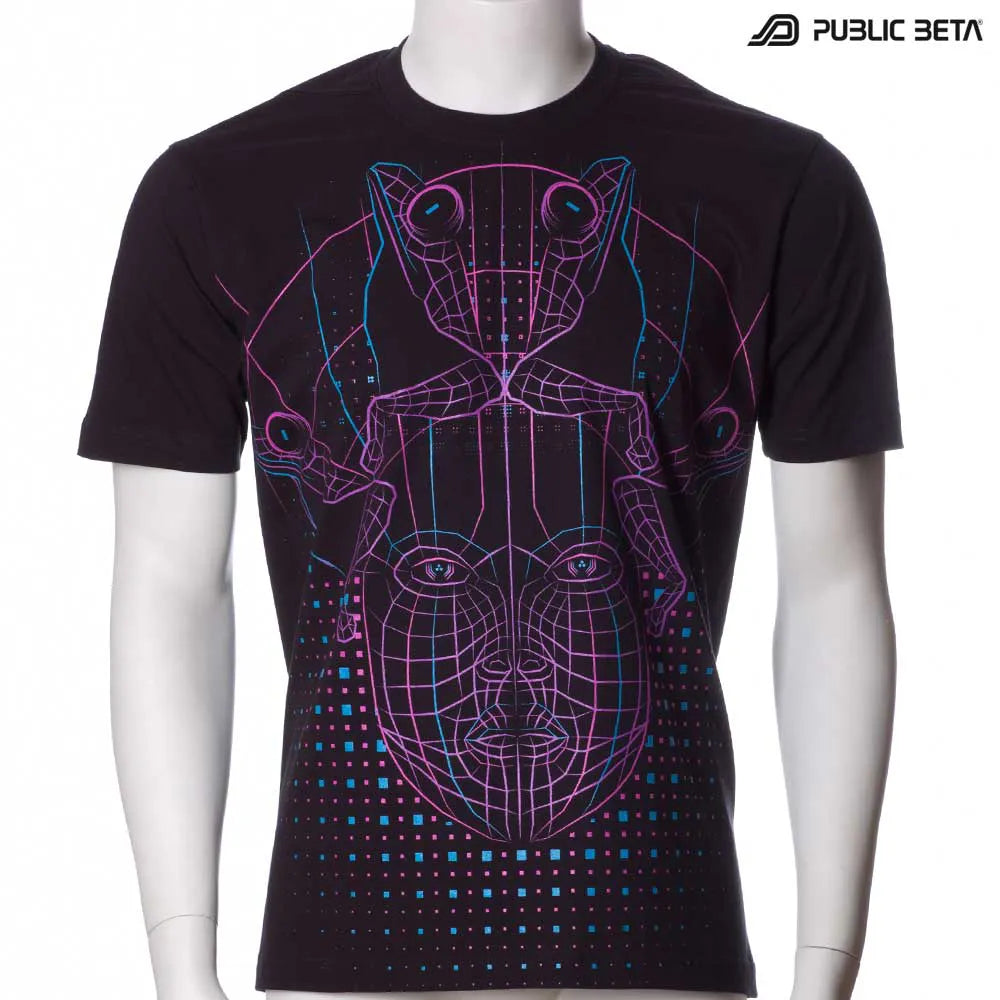 T-shirt with UV-reactive psychedelic art print 