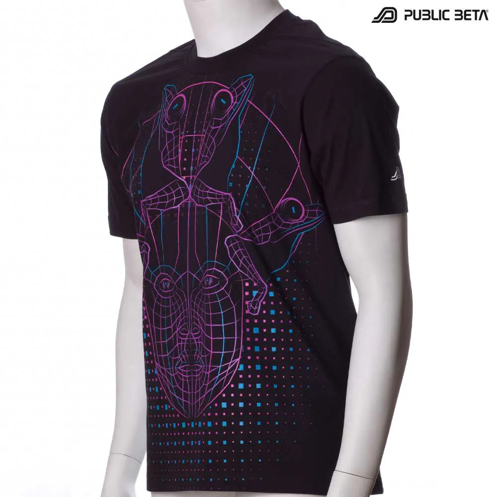 T-shirt with UV-reactive psychedelic art print 