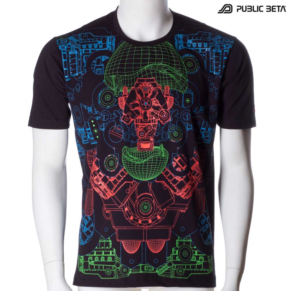 T-shirt with Hybrid UV-reactive graphics